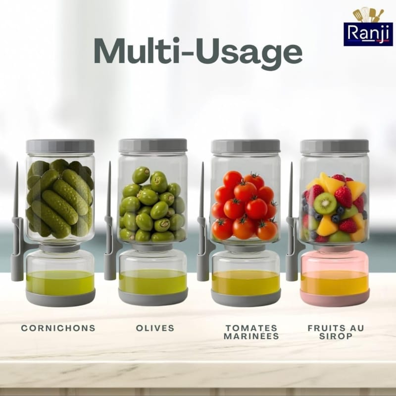 Pot à cornichon 1300 ml retournable avec pique inclus (Ranji) - Image 3
