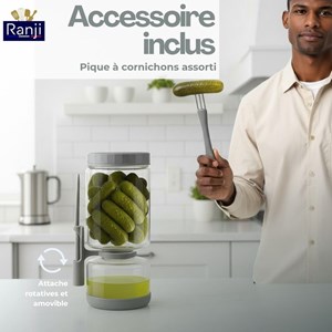 Pot à cornichon 1300 ml retournable avec pique inclus