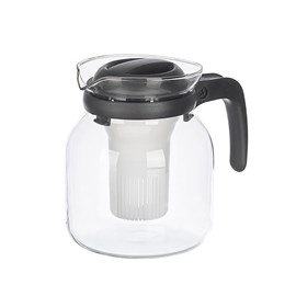 Théière avec poignée, filtre amovible et capacité de 1200ml.