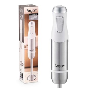 Mixeur à main blanc en acier inoxydable. Avec 1500w de puissance et 2 vitesses.