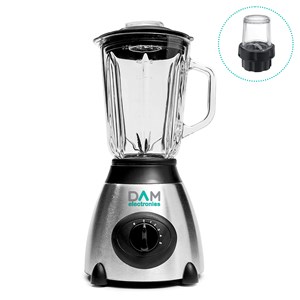 Mixeur 2 en 1 de verre 1,5l en acier inoxydable. Pichet en verre, 1500w.