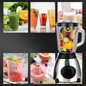 Mixeur 2 en 1 de verre 1,5l en acier inoxydable. Pichet en verre, 1500w.