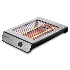 Grille-pain plat en acier de 600w, avec plateau amovible pour les miettes.