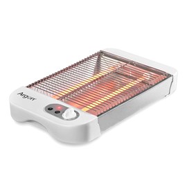 Toasteur plat blanc avec 600w, plateau amovible ramasse-miette et 6 intensités.