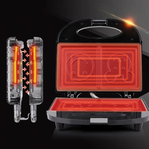 Gaufrier, sandwichière double portable avec moule design caricatures 750w.