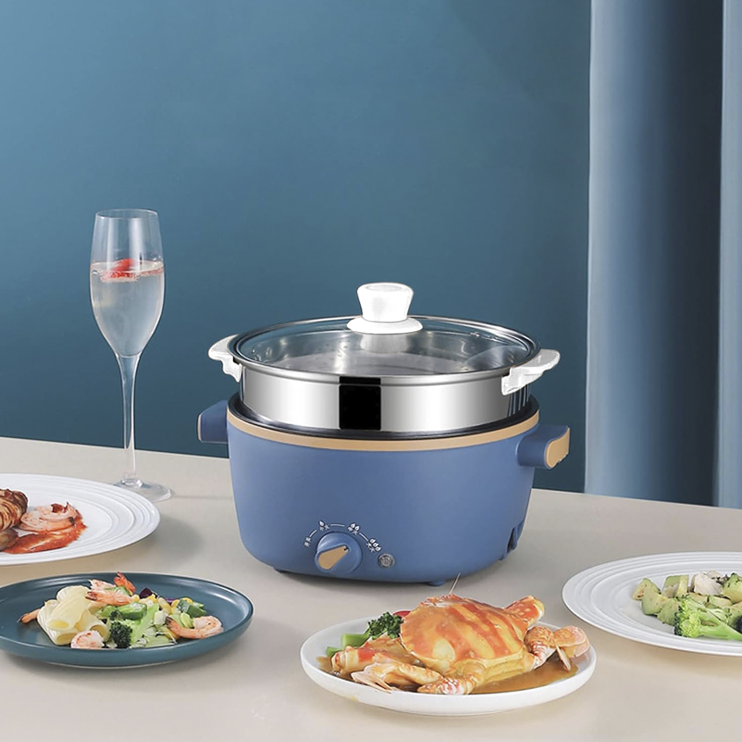 Casserole chauffante électrique multifonctionnelle pour la maison à faible consommation avec revêtement anti-adhésif (28 cm