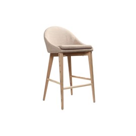 Tabouret de bar en tissu beige et bois clair 65 cm dalia