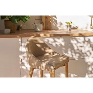 Tabouret de bar en tissu beige et bois clair 65 cm dalia