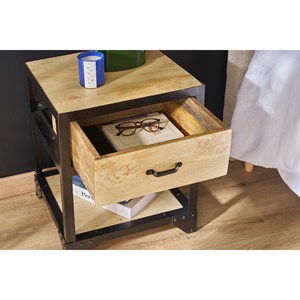Table de chevet avec tiroir en bois manguier massif industria