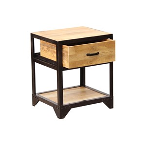 Table de chevet avec tiroir en bois manguier massif industria