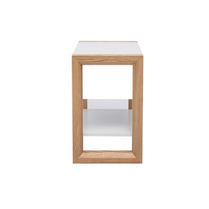Table de chevet blanc et bois clair frêne massif armel