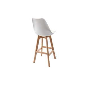 Tabourets de bar blanc et bois h65 cm (lot de 2) pauline