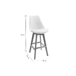 Tabourets de bar blanc et bois h65 cm (lot de 2) pauline