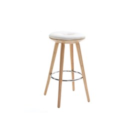 Tabouret de bar blanc et bois clair 65 cm nordeco