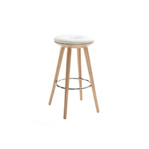 Tabouret de bar blanc et bois clair 65 cm nordeco