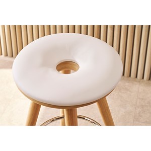 Tabouret de bar blanc et bois clair 65 cm nordeco