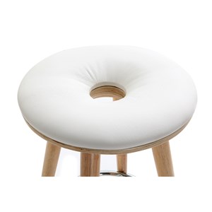 Tabouret de bar blanc et bois clair 65 cm nordeco