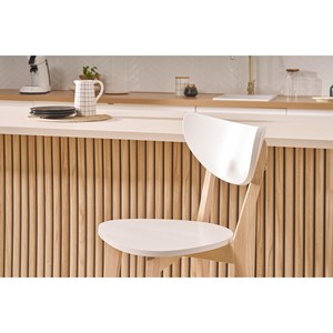 Tabourets de bar blanc et bois 75 cm (lot de 2) leena
