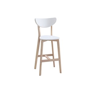 Tabourets de bar blanc et bois 75 cm (lot de 2) leena