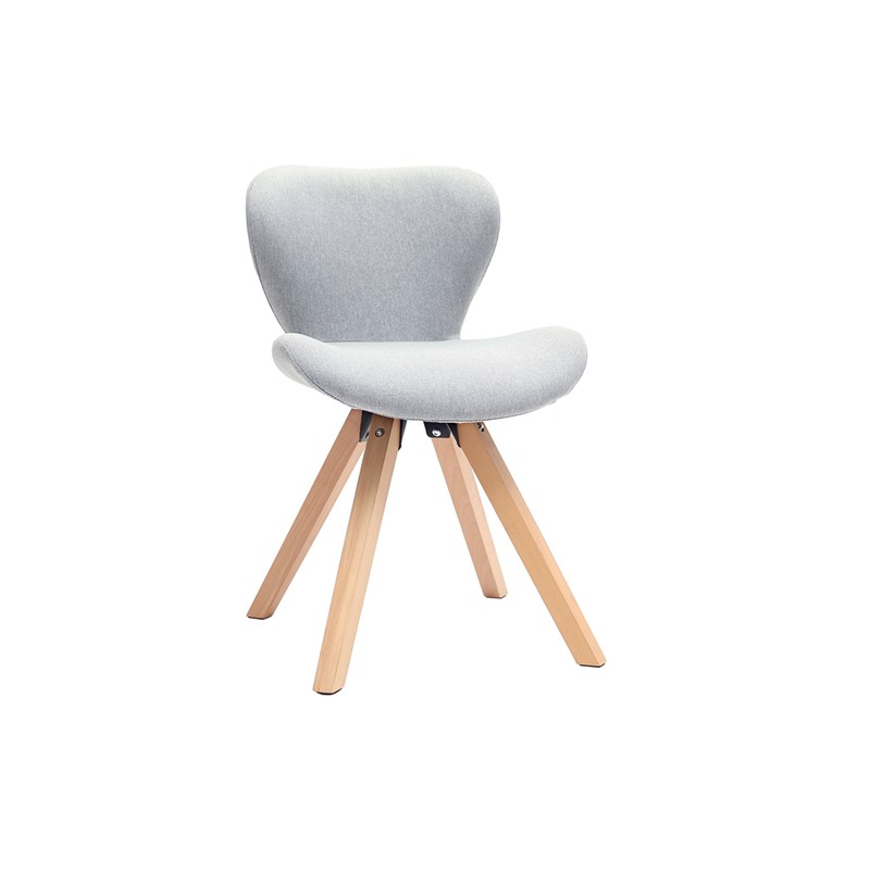 Chaise en tissu gris clair et bois clair anya
