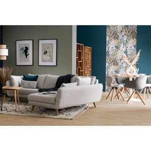 Chaise en tissu gris clair et bois clair anya