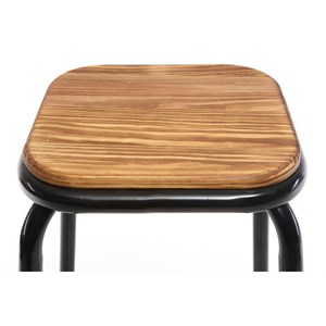 Tabourets de bar empilables noir et bois foncé h77.5 cm (lot de 2) memphis