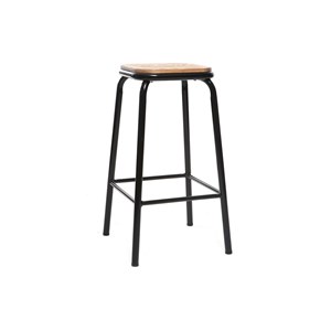 Tabourets de bar empilables noir et bois foncé h65 cm (lot de 2) memphis