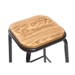 Tabourets de bar empilables noir et bois foncé h65 cm (lot de 2) memphis