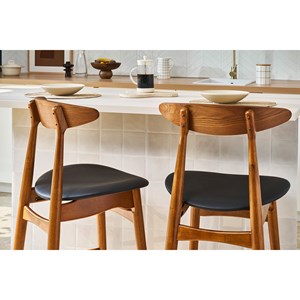 Tabouret de bar  noyer et pu noir 65 cm (lot de 2) walford