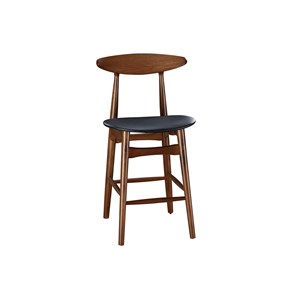 Tabouret de bar  noyer et pu noir 65 cm (lot de 2) walford