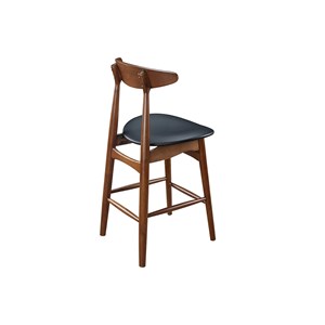 Tabouret de bar  noyer et pu noir 65 cm (lot de 2) walford