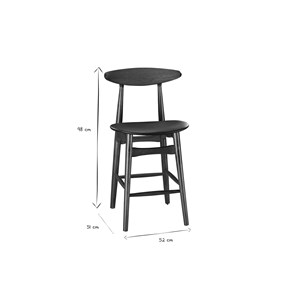 Tabouret de bar  noyer et pu noir 65 cm (lot de 2) walford