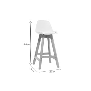 Tabourets de bar blanc et bois 65 cm (lot de 2) mini pauline