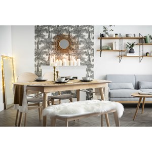 Banc blanc et bois clair l100 cm leena