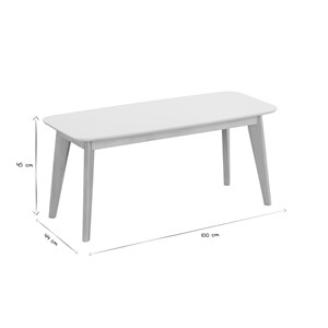Banc blanc et bois clair l100 cm leena