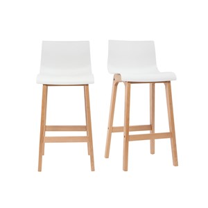 Tabouret de bar bois et blanc 75 cm (lot de 2) new surf