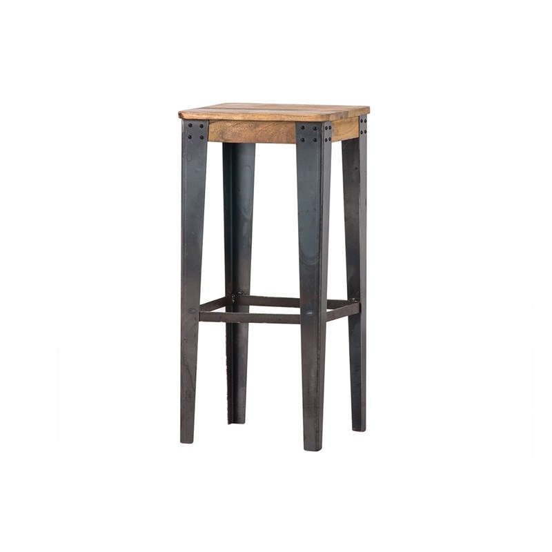 Tabouret de bar acier et bois manguier massif h75 cm madison