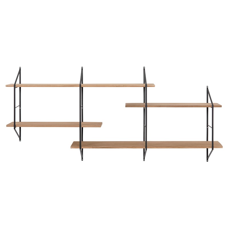 Miliboo - Etagère murale xl modulable en bois clair et métal noir l191 cm bridge