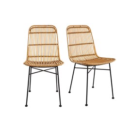 Chaises en rotin et métal noir (lot de 2) malacca