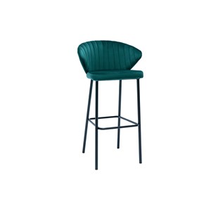 Tabouret de bar en tissu velours gaufré bleu canard h78 cm dally