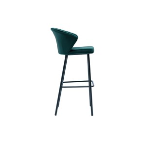 Tabouret de bar en tissu velours gaufré bleu canard h78 cm dally