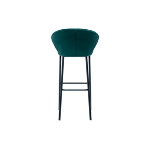 Tabouret de bar en tissu velours gaufré bleu canard h78 cm dally
