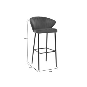 Tabouret de bar en tissu velours gaufré bleu canard h78 cm dally