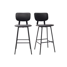Tabourets de bar  noirs avec pieds métal 75 cm (lot de 2) lab