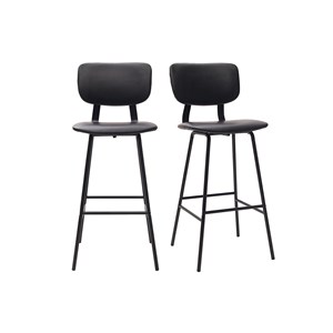 Tabourets de bar  noirs avec pieds métal 75 cm (lot de 2) lab