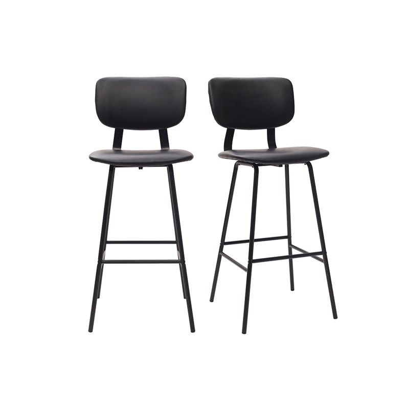 Tabourets de bar noirs avec pieds métal 75 cm (lot de 2) lab