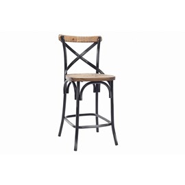 Tabouret de bar en bois et métal vieilli noir 65 cm jake