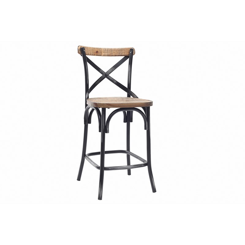 Tabouret de bar en bois et métal vieilli noir 65 cm jake