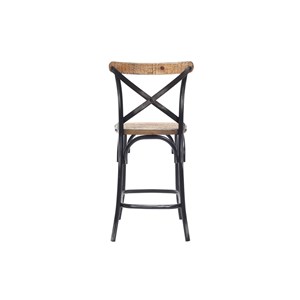Tabouret de bar en bois et métal vieilli noir 65 cm jake