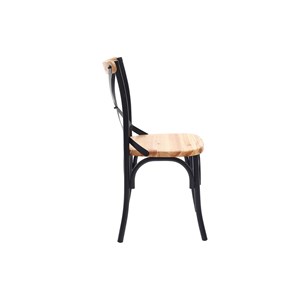Chaises bistrot bois clair massif et métal noir (lot de 2) jake